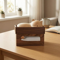 Cat Tissue Box Tabletop Wooden Tissue Box Decorative Home Decor
