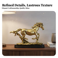 Success Horse Decoration Good Fortune Token Gold Horse Statue Dynamic Pose Artistic Piece for Art Collectors, Desktop, Shelf