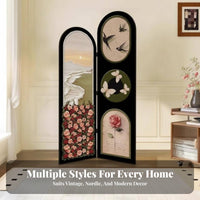 Movable Fluted Panel Folding Screen Foldable Design Room Divider Vintage design area Separator Portable for property owners, Apartment Dwellers, Interior Decorators, Entryway, Bedroom