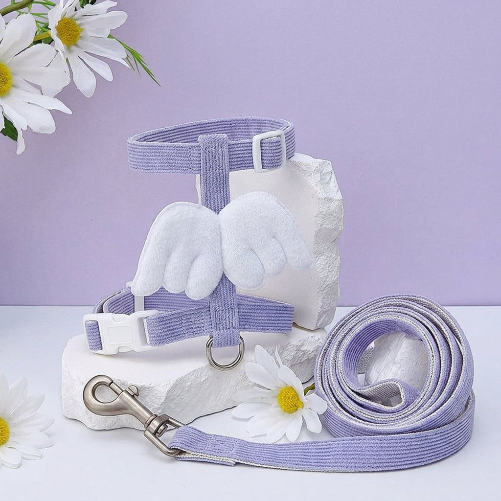 Cat Harness and Leash Set with Winged Design, Adjustable Strap Kitten Harness and Kitten Leash for Walking Medium to Small Cats, Buckle Closure