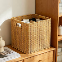 European Style PP Woven Storage Basket with Cutout Handles