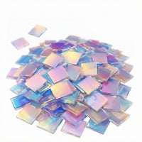 100 Pieces Polished Edges Holographic Acrylic Block Crystal-Like Craft Supply Thin Art Material Light Refraction for Decorative Projects