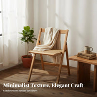 Wabi-Sabi Aesthetic Woven-Back Folding Armchair With Armrests Woven Back Folding Chair Foldable Design Household Furniture Space-Saving for Homeowners, Adults, Renters