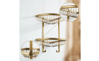 Double-Layer Shower Shelf Fan-Shaped Washroom Shelf with Two Tiers Space-Saving