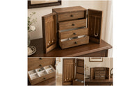 Tabletop Jewelry Cabinet Rustic Jewelry Cabinet with Drawers Enclosed for Dresser, Vanity