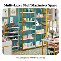 Floor Standing Cosmetic Rack Large Capacity Beauty Salon Display Cabinet Partitioned Storage Multi-Tier Product Display for Nail Technicians, Bedroom