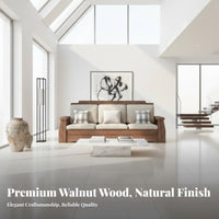Black Walnut Wood Sofa Set Space Saving Chinese Design L-Shaped Couch Easy to Assemble Solid Wood Storage Sofa for Families, Lounge Area, Home