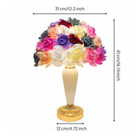 Floral Lamp with Rose Petal Shade Pink Flower Dome Table Lamp Elegant Warm for Bedroom, Living Room