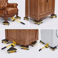 5 Pieces Furniture Moving Tool Kit Heavy-Duty Furniture Mover Plate with Triangular Wheeled Dollies with Lifting Lever for Movers, Homeowners