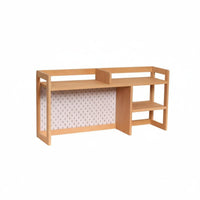 Natural Wood Finish Pegboard Desk organizer with Drawer Space-Saving Design adaptable Desk Organizer Multi-Purpose Desktop Shelf Large Capacity for Remote Workers, Hobbyists, Study Room, Workstation, Gaming Setup, Workshop
