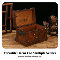 Home Organizer Desktop Storage Box Wooden Storage Box Hinged Lid Compact Size