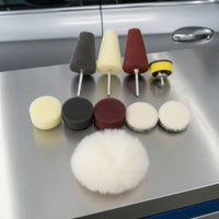 10 Pieces Mounted Polishing Sponge with Metal Stem Soft-Textured Drill Polishing Kit Versatile Foam Detailing Pads Easy to Use for Car Detailers, DIYers, Household Cleaning