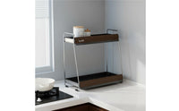 2-Tier Spice Rack Stainless Steel Corner Shelf Organizer Multi-Use Countertop Storage Shelf for Kitchen, Coffee Station