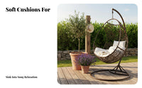 Oval-Shaped-Shaped Swinging Comfortable Pad Freestanding Oval-Shaped Chair Woven Design Patio Furniture for Adults, Homeowners, Backyard, Balcony