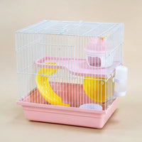 Portable Hamster Cage and Double Layer Cage with Base, Compact Hamster Cage for Indoor Travel, Square Starter Habitat for Small Pets