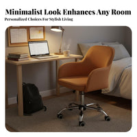 Adjustable Height Upholstered Rolling Armchair Wheeled Base Desk Chair Ergonomic Design Swivel Seat Easy to Assemble for Students, Adults, Teens, Study Room, Bedroom, Vanity Station