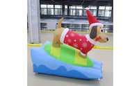 Holiday Inflatable Dachshund with Santa Hat Christmas Dachshund Inflatable Inflate Yard Decoration Lighted for Lawn