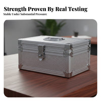 Heavy Duty Lockable Money Box Lightweight Lockable Storage Box Reinforced Corners Metal Document Case Soft Interior Lining for Business Owners, Professionals, Office, Retail Outlet, Workshop, Worksites