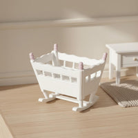 Dollhouse Infant Cradle Realistic Design Miniature Infant Cradle High Detail Dollhouse Rocking Crib for Model Collectors, Hobbyists, Diorama Projects