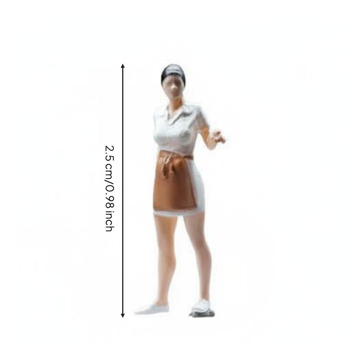 1:64 Scale Female Vendor Figure Hand Painted 1/64 Scale Woman Figure Handmade Miniature Chef Model for Hobbyists, Dioramas