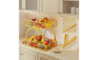 Two-Tier Fruit Rack Space-Saving Countertop Organizer Rack for Kitchen, Dining Room