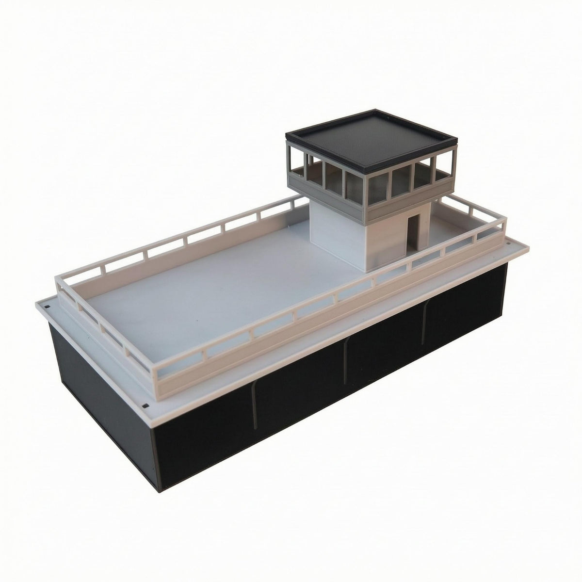 Geometric Design Garage Building Model Raised Platform Garage Scene Model Perimeter Railings Toy Display Flat Roof