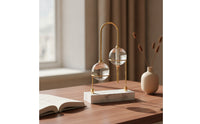 Desktop Ornament with Marble Base Modern Sculptural Ornament with Glass Orbs Gold-Toned Decorative Item Piece for Entryway