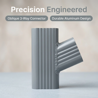 Aluminum Alloy Angled Y-Branch Rainwater Tee, Square Profile Gutter Fitting for Building Facade, Exterior Wall Drainage Connector