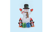 Outdoor Inflatable Snowman with Penguins Festive Snowman with Top Hat Foldable Yard Decoration Long-Lasting for Garden