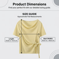T Shirts for Women UK with Drawstring Waist Tie Detail, Short Sleeve Round Neck for Daily Wear, Casual Tshirts