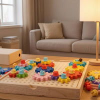 Wooden Gear Puzzle Threaded Pegs Gear Assembly Toy Peg Board Puzzle Fine Motor Skills Problem Solving for Preschoolers