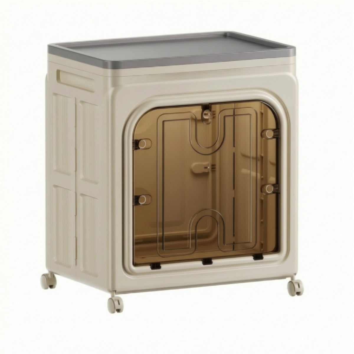 Storage Cabinet with Wheels Foldable Cabinet Rolling Storage Box with Doors for Closet, Bedroom, Living Room