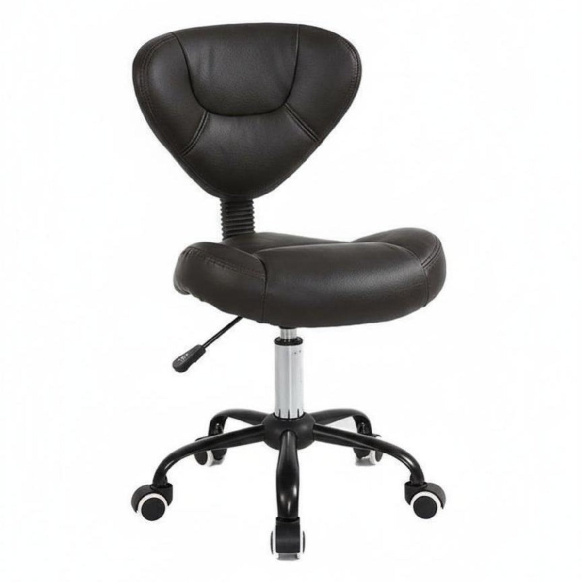 Cushioned Seat Adjustable Swivel Stool with Backrest Ergonomic Design Adjustable Low-Back Task Stool Rolling Casters Indoor Seating Easy to Clean for Salon Technicians, Office Workers, Reception Area, Study Room, Medical Facility, Workshop