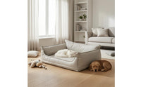 Leather-Like Dog Sofa Bed Hair Resistant Dog Couch Bed Raised Flanks Soft Pet Couch for Small Dogs