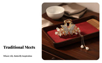 Tassel Grip Fastener Ancient Chinese Design Flower of the Valley Hair Fastener Wheat Ear Hair Grip Elegant Design Secure Grip