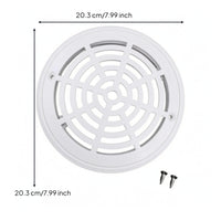 8-Inch Main Drain Cover ABS Plastic Round Pool Drain Cover White Screw-Fixed