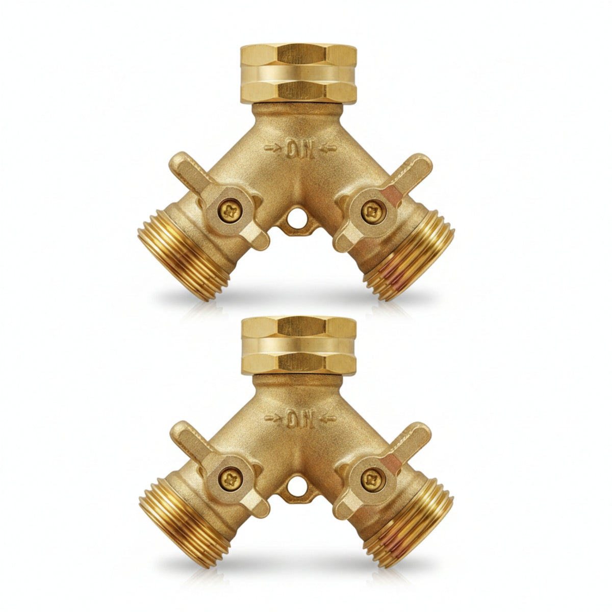 2 Pieces Simple Stream Management Double Shut-off Valve Splitter Threaded 2-Way Brass Hose Splitter Compact Metal Outdoor Watering Angled Design