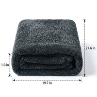 Double Sided Car Drying Towel with Bound Border, High Absorbency Microfibre Cloth for Car Washing, Dark Gray Reusable Microfiber Blend Towel
