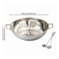 Split Hot Pot Silver Polished Yin Split-Broth Pot Double Handle Cookware