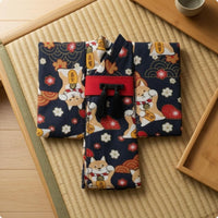 Wrap-Front Doll Robe Wide Sleeves Doll Kimono Woven Textile Miniature Robe