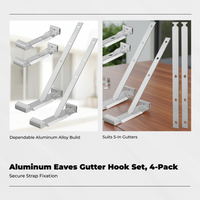 4 Pieces Aluminum Roof Gutter Hanger Rust Resistant Eaves Trough Hook Strong Strap Design Long Lasting for Outdoor, Shed, Gazebo