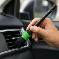 Green Car Cleaning Kit Drill Brush Wheel Detailing Wash Mitt Extension Rod Towel