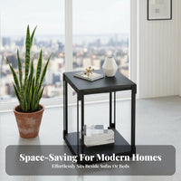 Nordic design Square Accent Table Sintered Stone Top Nightstand Minimalist Design Water Dispenser Stand Multi-Functional for Apartment Dwellers, Homeowners, Students, Living Room, Bedroom, Office