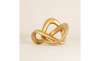 Geometric Knot Sculpture Minimalist Design Luxe Knot Statue Glossy Surface Gold Abstract Statue for Living Room