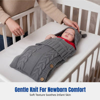 Infant Hooded Sleeping Bag, Soft Knit, Button Closure, Warm Snuggle, Multi-Color, Newborn Blanket
