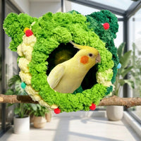 Polyester Budgie Bed for Winter Breeding, 17cm Hanging Avian Bed with Hook, Green and Yellow Gradient Budgie Bed for Small Parakeet Cage Accessory