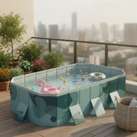 Rigid-Sided Pool with Support Panels Above Ground Foldable Pool Heavy Duty Reinforced for Children, Backyard, Garden, Patio