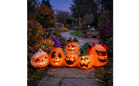 Outdoor Halloween Inflatable Pumpkin with Blower Lighted Inflatable Pumpkin Row Large Yard Decoration LED-and for Lawn