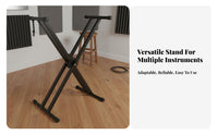 Foldable X shaped Keyboard Stand Anti-Slip Feet X shaped Keyboard Stand Heavy Duty Portable Digital Piano Holder for Artists, Kids, Practice Room, Studio, Home