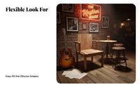 Upholstered Cushioned Seats Rustic Wooden Tavern Booth Vintage Design Bar Dining Set Sturdy Construction Restaurant Seating Slatted-Effect Top for Cafe Managers, Interior Designers, Homeowners, Live Music Venue, Spacious Concept Living Space